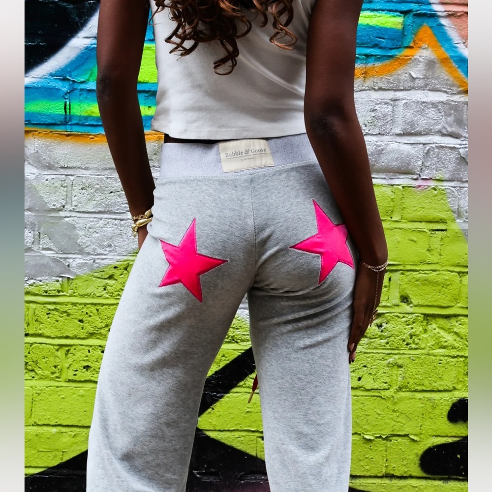 BABBLE AND GOOSE velour star joggers